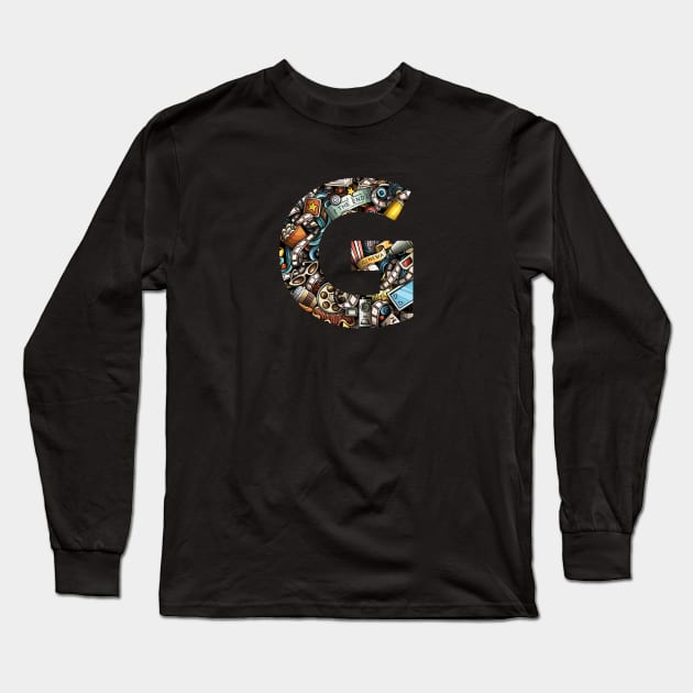 Monogram Letter G Long Sleeve T-Shirt by CatCoconut-Art